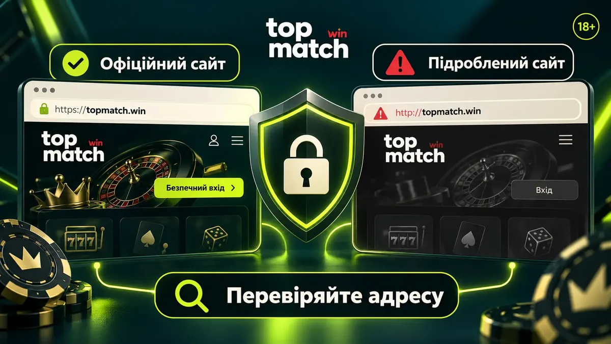 Як відрізнити офіційний сайт TopMatch від фішингової копії