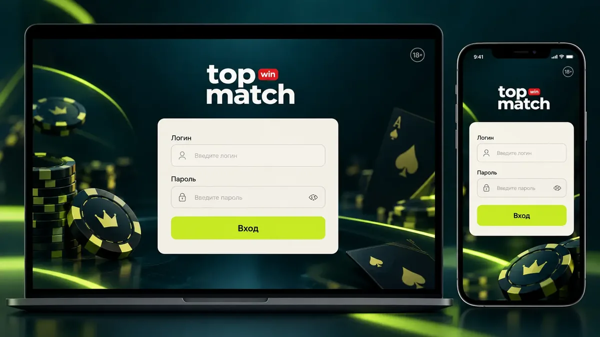 Форма входа в личный кабинет казино TopMatch