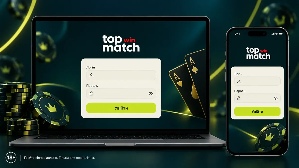 Форма входу в особистий кабінет казино TopMatch