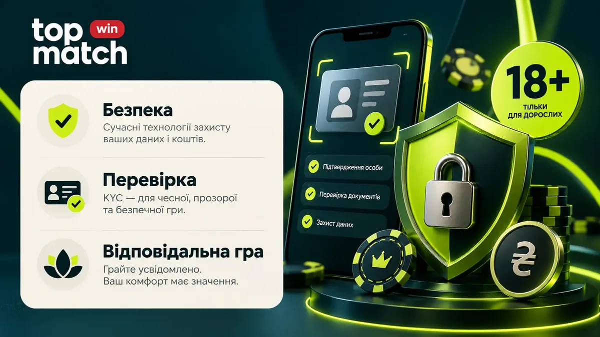 Безпека та відповідальна гра 18+ у казино TopMatch